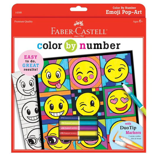 48 X NEW FABER CASTELL COLOUR BY NUMBER – POP-ART SMILEYS