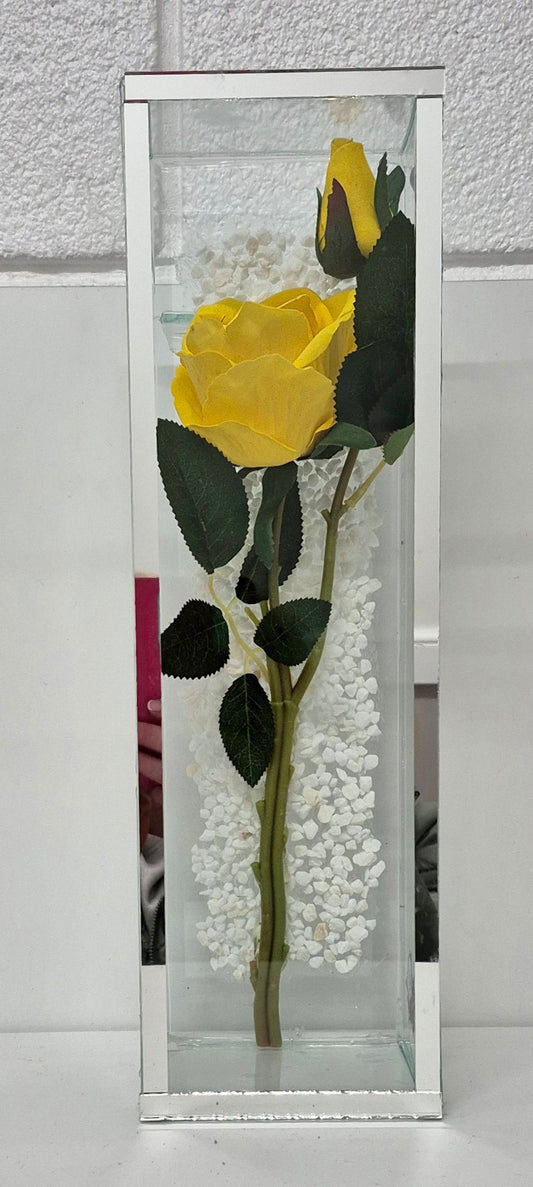 SINGLE GLASS ENCASED SILK ROSE, BATCH OF 10