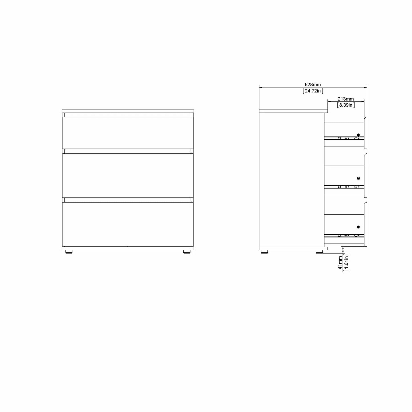 30 X NOVA MATT WHITE 3 DRAWER CHEST OF DRAWERS (H)835MM (W)768MM (D)400MM