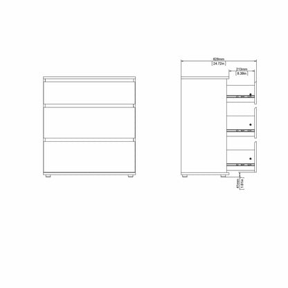 30 X NOVA MATT WHITE 3 DRAWER CHEST OF DRAWERS (H)835MM (W)768MM (D)400MM