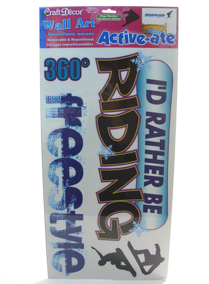 96 X WALL ART AUTOCOLLANTS SNOWBOARDER