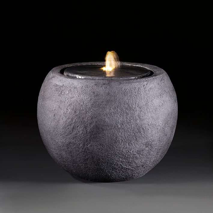 LED ROUND WATER FEATURE - 32.5CM - STONE EFFECT