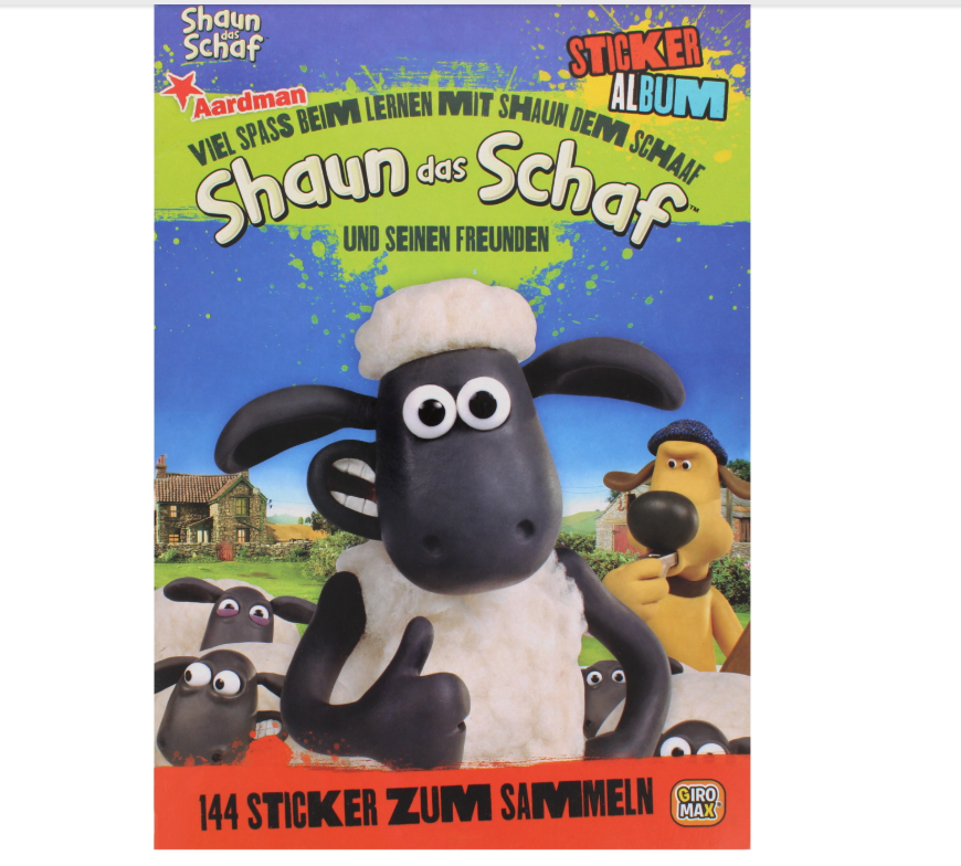 360 X SHAUN THE SHEEP-STICKER BOOK- GERMAN