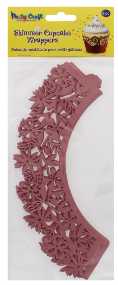 288 X PARTY CRAFT SHIMMER CUPCAKE DAISY VINE MAUVE
