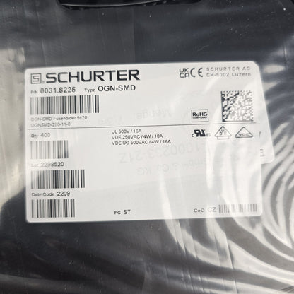 SCHURTER FUSE HOLDER 0031.8225 OGN-SMD 16A UL 500V/16A 400PCS RRP £461