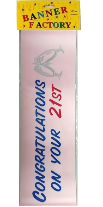 100 X CONGRATULATIONS ON YOUR 21TH PINK BANNER