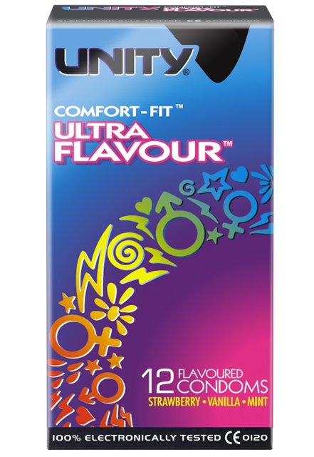 288 X UNITY ULTRA FLAVOUR-12PC CONDOMS-082330-56X205MM