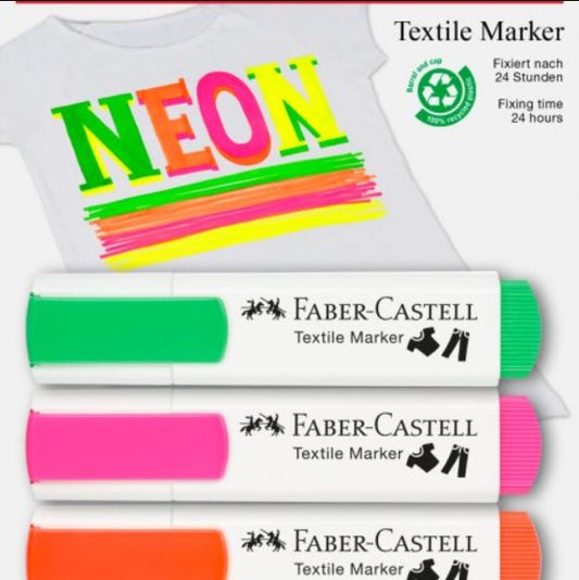 140 X NEW FABER CASTELL TEXTILE MARKERS NEON SET OF 4