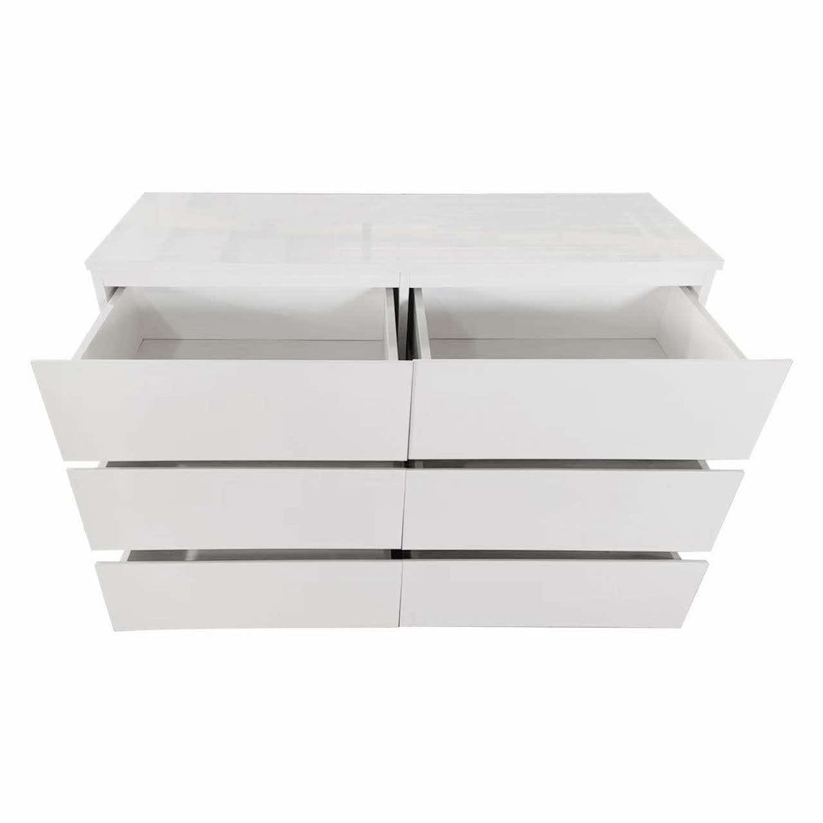 WHITE HIGH GLOSS CHEST OF DRAWERS (DEEP STORAGE) 6 DRAWERS