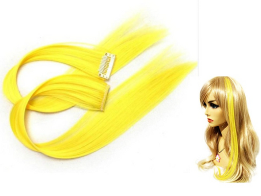24 X CLIP IN HIGHLIGHTS HAIR EXTENSION YELLOW