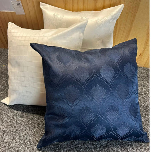 X60 NAVY BLUE CUSHION COVERS - LEAF EMBOSSED DESIGN - MEASURES 16X16" 40X40 CM
