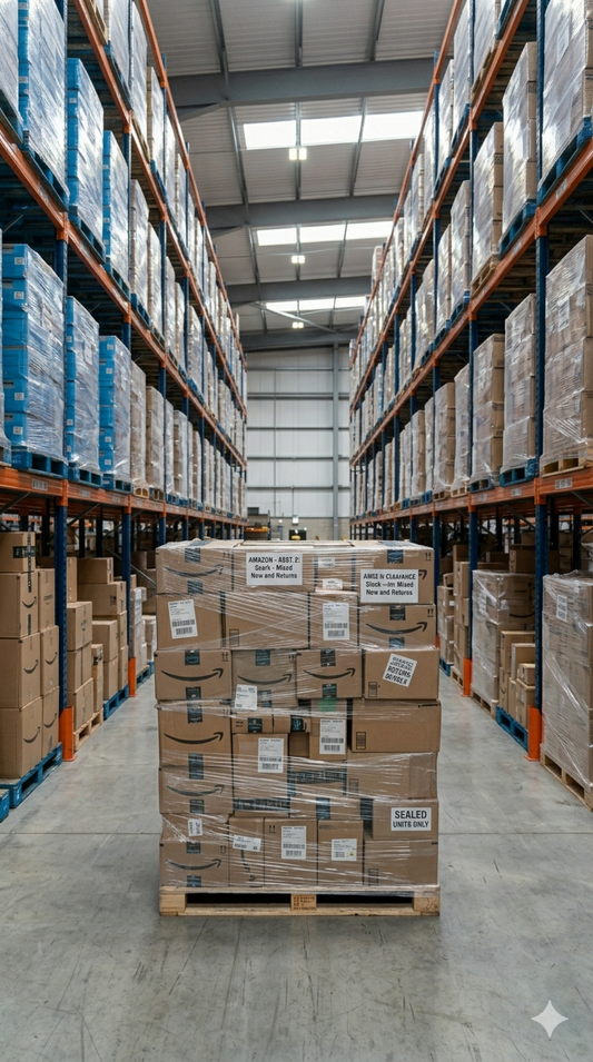 PALLET OF AMAZON MERCHANDISE MAINLY NEW STOCK MIXED WITH CUSTOMER RETURNS CHOSEN AT RANDOM