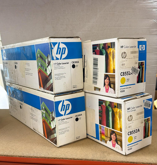 LOT OF BRAND NEW HP TONER: 2X CB380A (BLACK) & 2X C8552A (YELLOW)