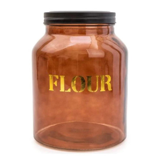 80 X NEW 21CM GLASS FLOUR JAR VINTAGE AMBER GOLD