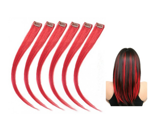 72 X CLIP IN HIGHLIGHTS HAIR EXTENSION RED