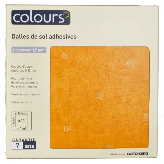236 PACKS CASTORAMA COLOURS VINYL FLOOR TILES 30.5 X 30.5CM - HAPPY DAYS YELLOW - ADHESIVE BACKED