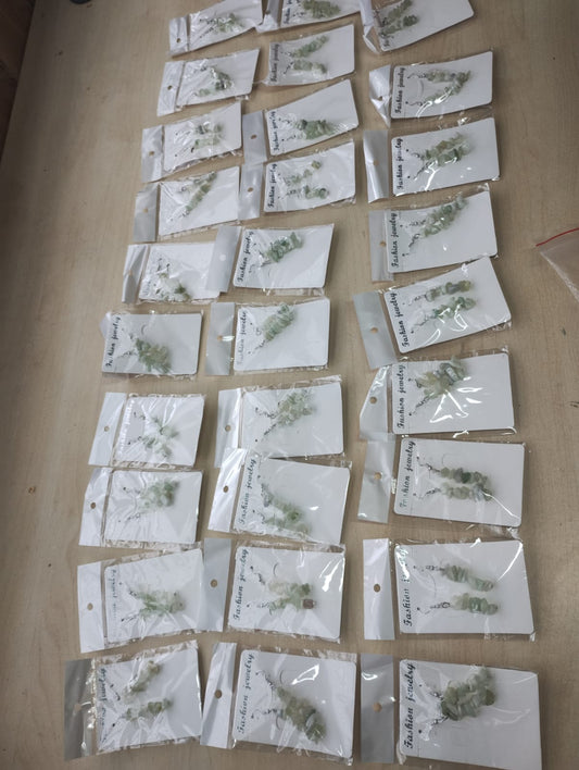 JADE CRYSTAL CHIP SS HANGING EARRING SETS - JOBLOT OF 29- BRAND NEW