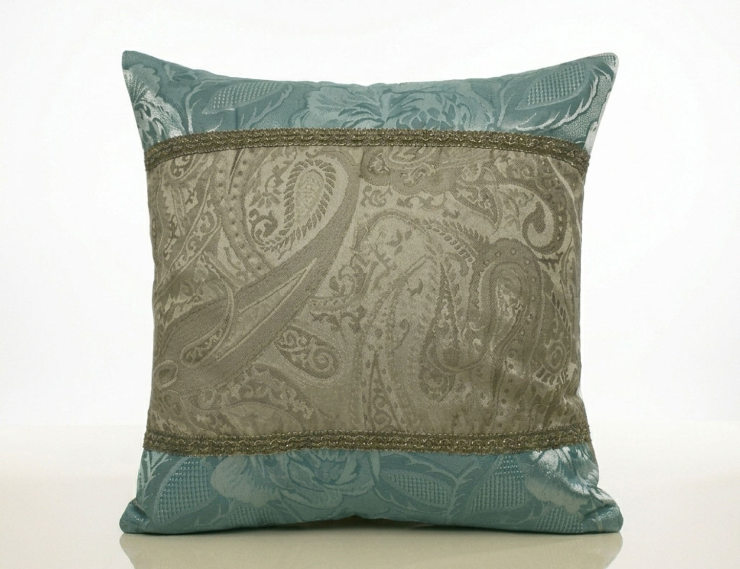 X170 PREMIUM GREEN GOLD CUSHION COVERS PAISELY DESIGN 16X16" 40X40 CM QUALITY ZIP