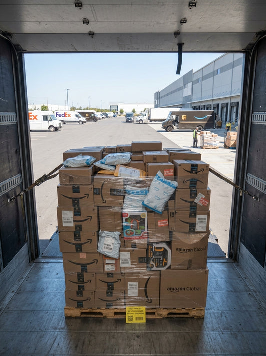 PALLET OF MAJOR ONLINE RETAILER MERCHANDISE – NEW & RETURNS – RANDOMLY CHOSEN
