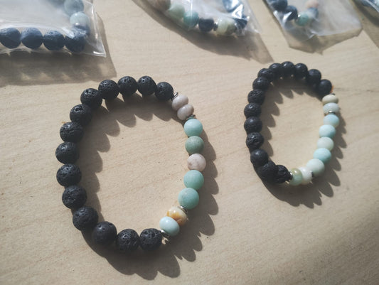 LAVA + AQUAMARINE CRYSTAL BEADED BRACELET JOBLOT OF 12 - BRAND NEW