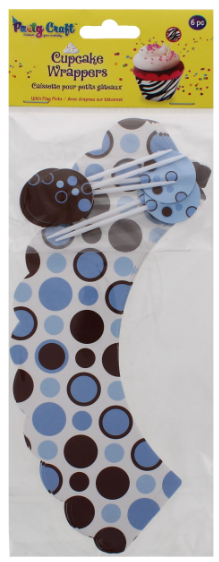 288 X PARTY CRAFT CUPCAKE WRAPPERS BLUE RETRO