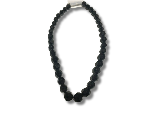 LOT OF 20 BLACK FACETED BEAD NECKLACES – CLASSIC COSTUME JEWELRY – WHOLESALE JOBLOT
