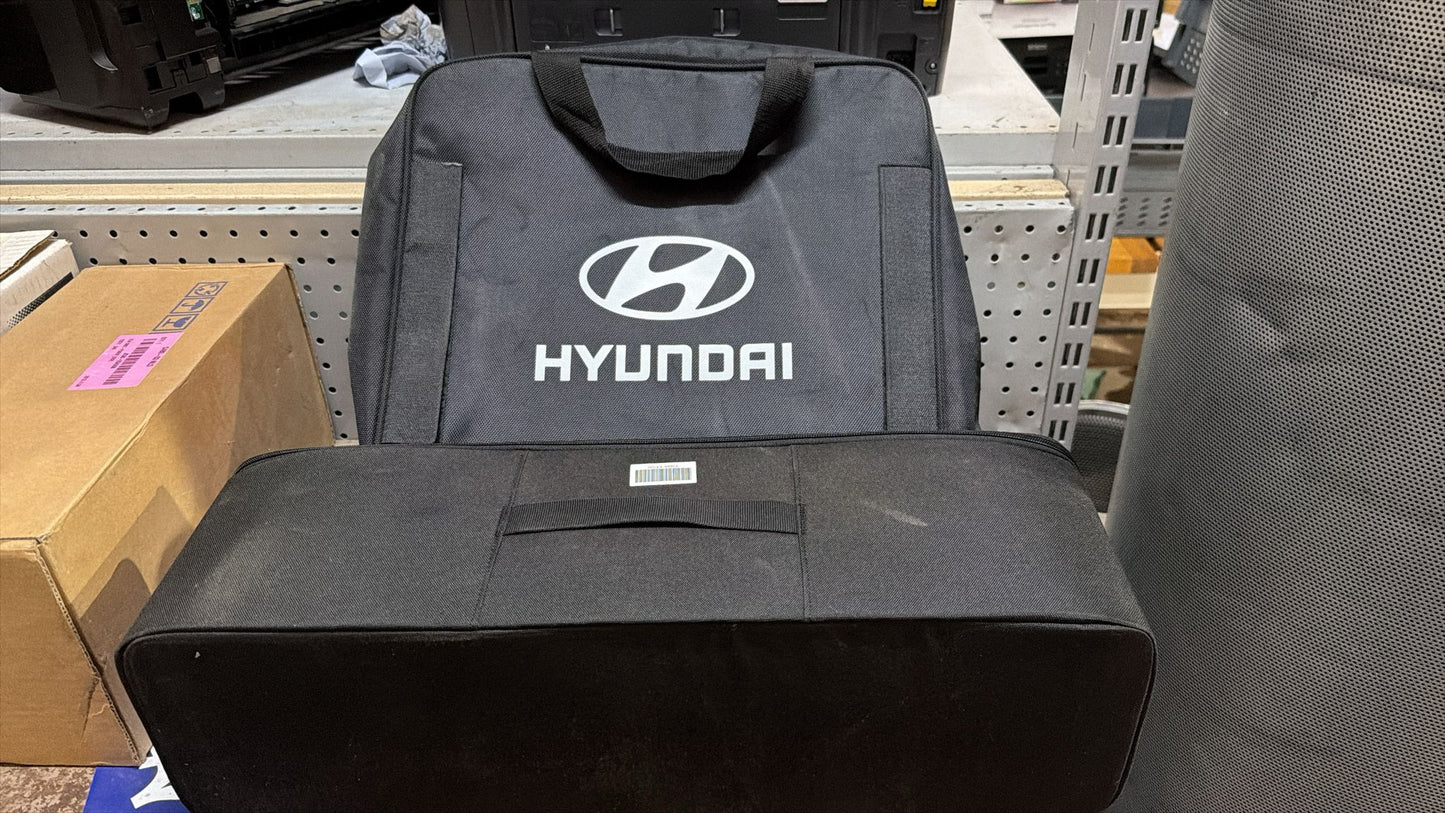 GENUINE HYUNDAI BLACK FABRIC EV CHARGING CABLE STORAGE / BOOT ORGANIZER BAG SET