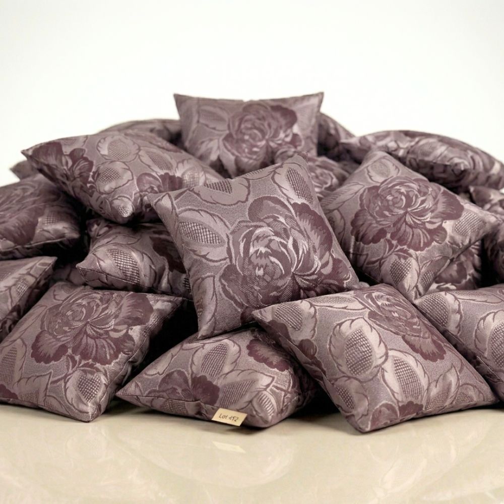 X150 CUSHION COVERS PURPLE MAROON - BIG ROSE FLORAL DESIGN - MEASURES 16X16" 40X40 CM