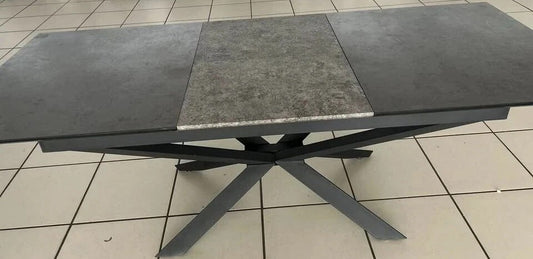 FURNITURE VILLAGE EXTENDING GREY CERAMIC DINING TABLE 160 - 200 CM -8 SEATER