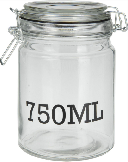 274 X NEW DC1000420 / 456312 - CLIP TOP STORAGE GLASS JAR - 750 ML