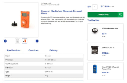 CROWCON CLIP CARBON MONOXIDE PERSONAL ALARM RRP £172