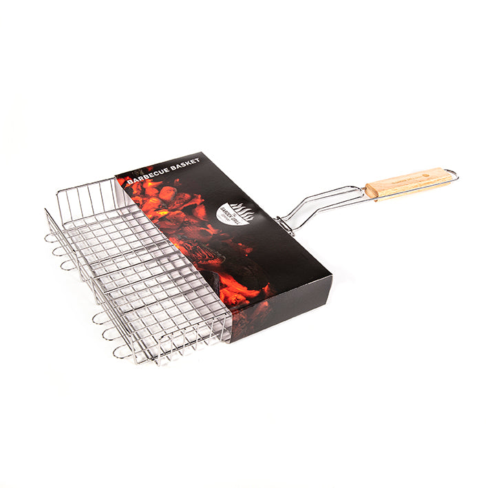 X6 L62CM WOODEN HAND LED BARBECUE DEEP GRILL BASKET
