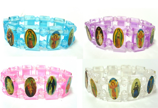 100 X ELASTIC BRACELET SAINTS 12PK ASST