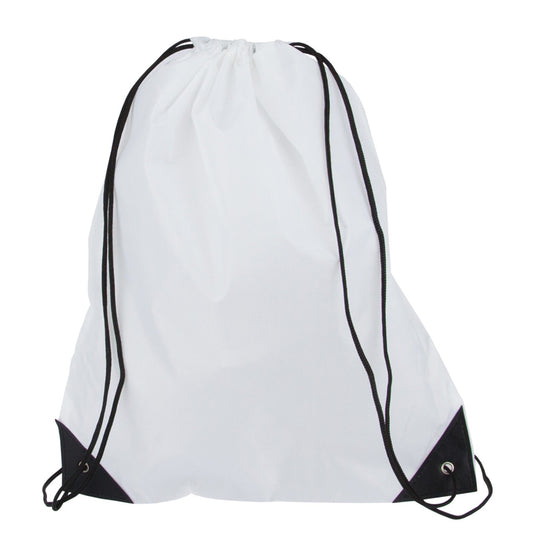 400X WHITE 210D POLYESTER DRAWSTRING BAGS