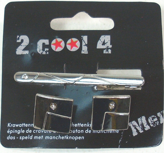 192 X 2 COOL 4-HAND CUFFLINK SET W/ TIE CLIP