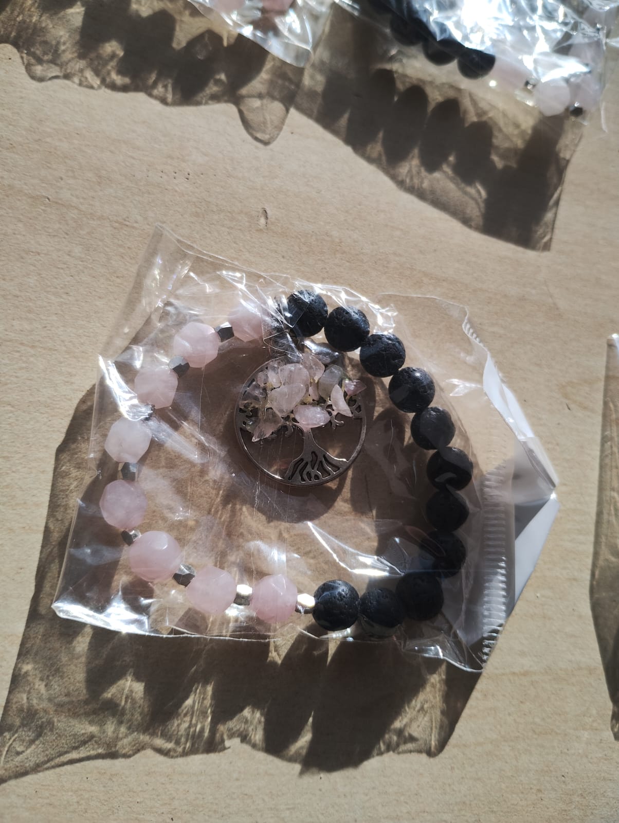 ROSE QUARTZ+ LAVA TOL CRYSTAL BEADED BRACELET JOB LOT OF 17 - BRAND NEW