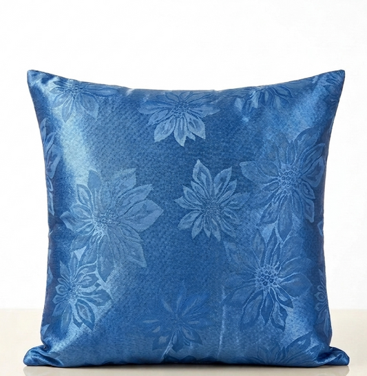 X120 SHINY FLORAL CUSHION COVERS BLUE 16X16" 40X40 QUALITY ZIPS