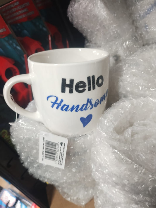 HELLO HANDSOME/ HELLO GEORGUS MUGS - NEW WITH TAGS -JOBLOT OF 20