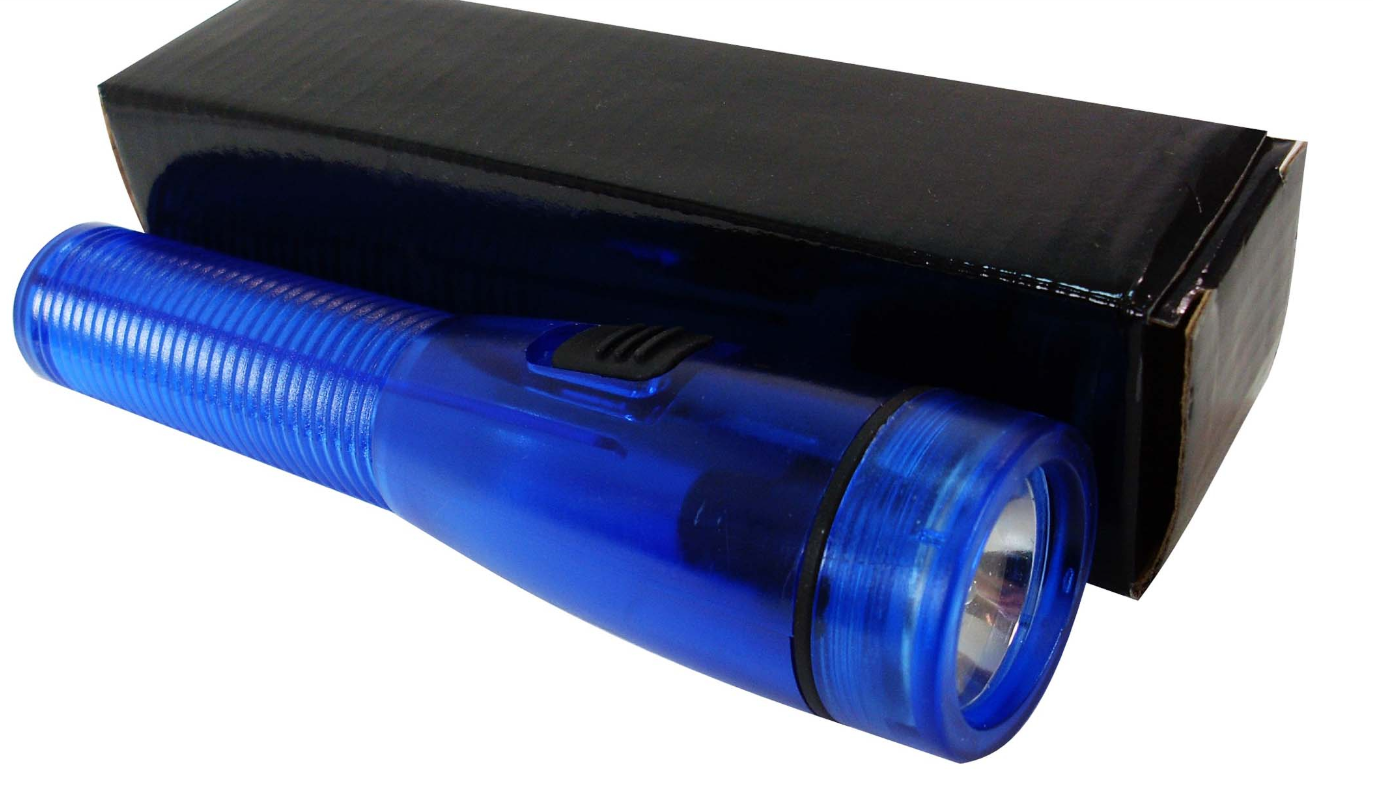 200 X TRANS TORCH BLUE WITH BOX-NO BATTERIES