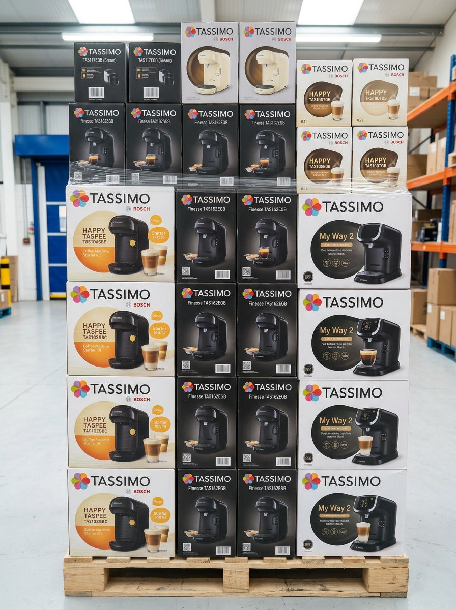 50+ BOSCH TASSIMO COFFEE MACHINE JOBLOT – FINESSE, HAPPY, STYLE & MY WAY CUSTOMER RETURNS