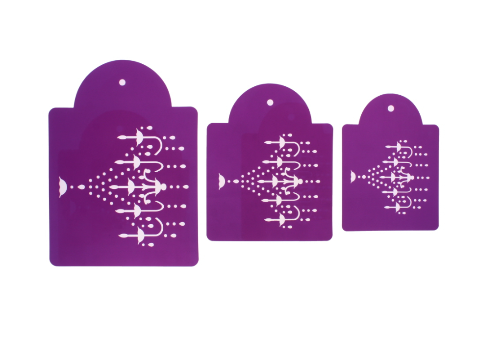 910 X CAKE DECORATING CHANDELIER STENCIL SET