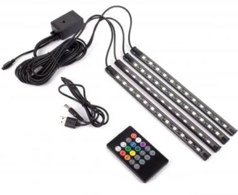 178 X BRAND NEW CAR INTERIOR LED LIGHTS 4 STRIPS, 15 COLOURS, 7 LIGHT SPEED