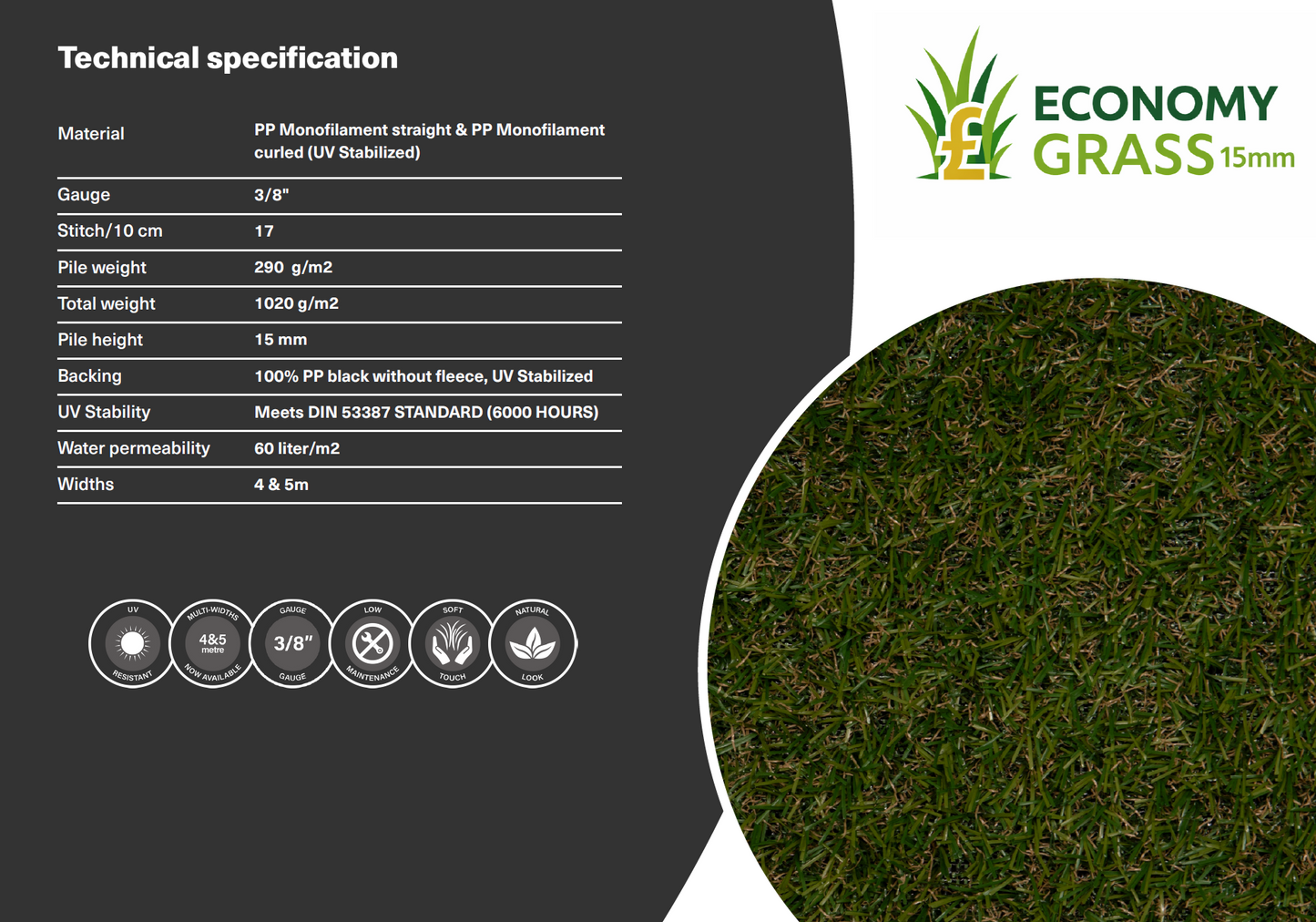 1 X ROLL (200M2) 15MM ECONOMY GRASS - ARTIFICIAL GRASS - RRP £3,000