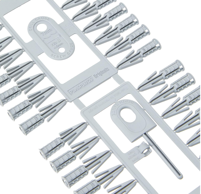 3 BOXES OF PLASPLUGS PLASTERBOARD FIXINGS GREY 50 PLUGS PER STRIP (NO PACKAGING)