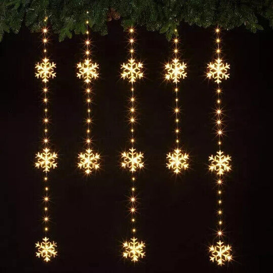 JOB LOT OF 21 NOMA SNOWFLAKE CURTAIN LIGHTS 0.9M X 1.2M 234 WARM WHITE LED'S CHRISTMAS LIGHTS