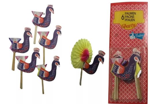 COLORFUL PEACOCK PARTY STICKS: 100 PACKS OF 6, TOTALING 600 PIECES