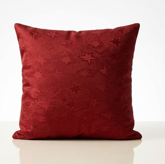 X170 CUSHION COVERS DEEP RED - LITTLE STARS DESIGN - MEASURES 16 X 16" 40 X 40 CM - QUALITY FABRIC