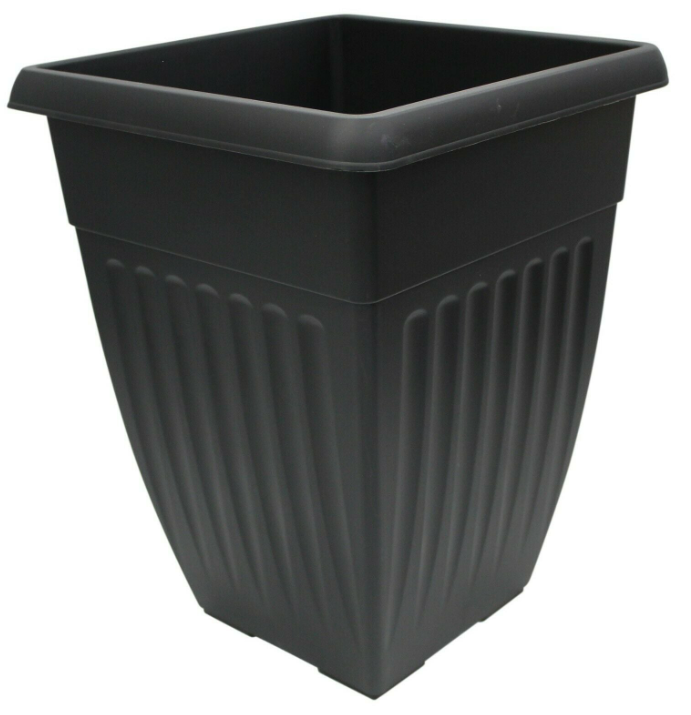 198X NEW TALL ATHENS SQUARE PLANTER - BLACK G07H325 - 42CM