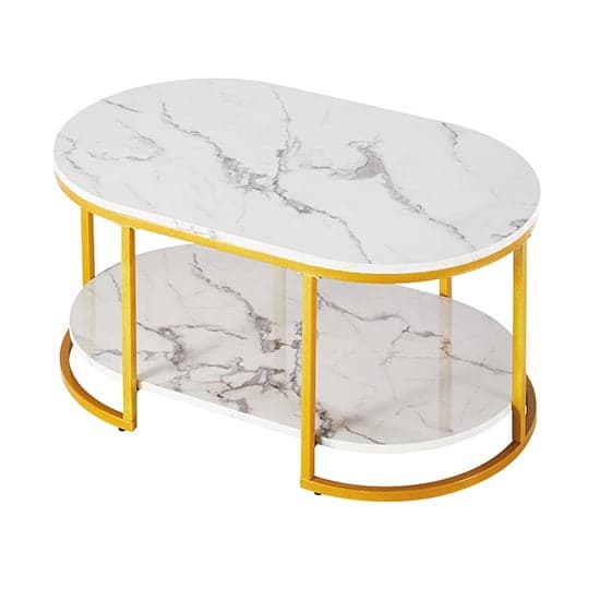 HIGH GLOSS COFFEE TABLE IN WHITE DIVA MARBLE EFFECT