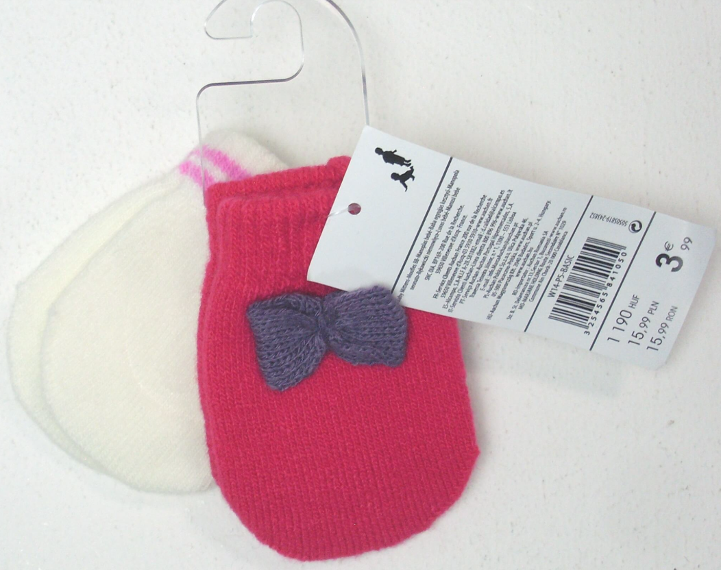 192 X 2PK BABY MITTENS-RED & WHITE-50505819